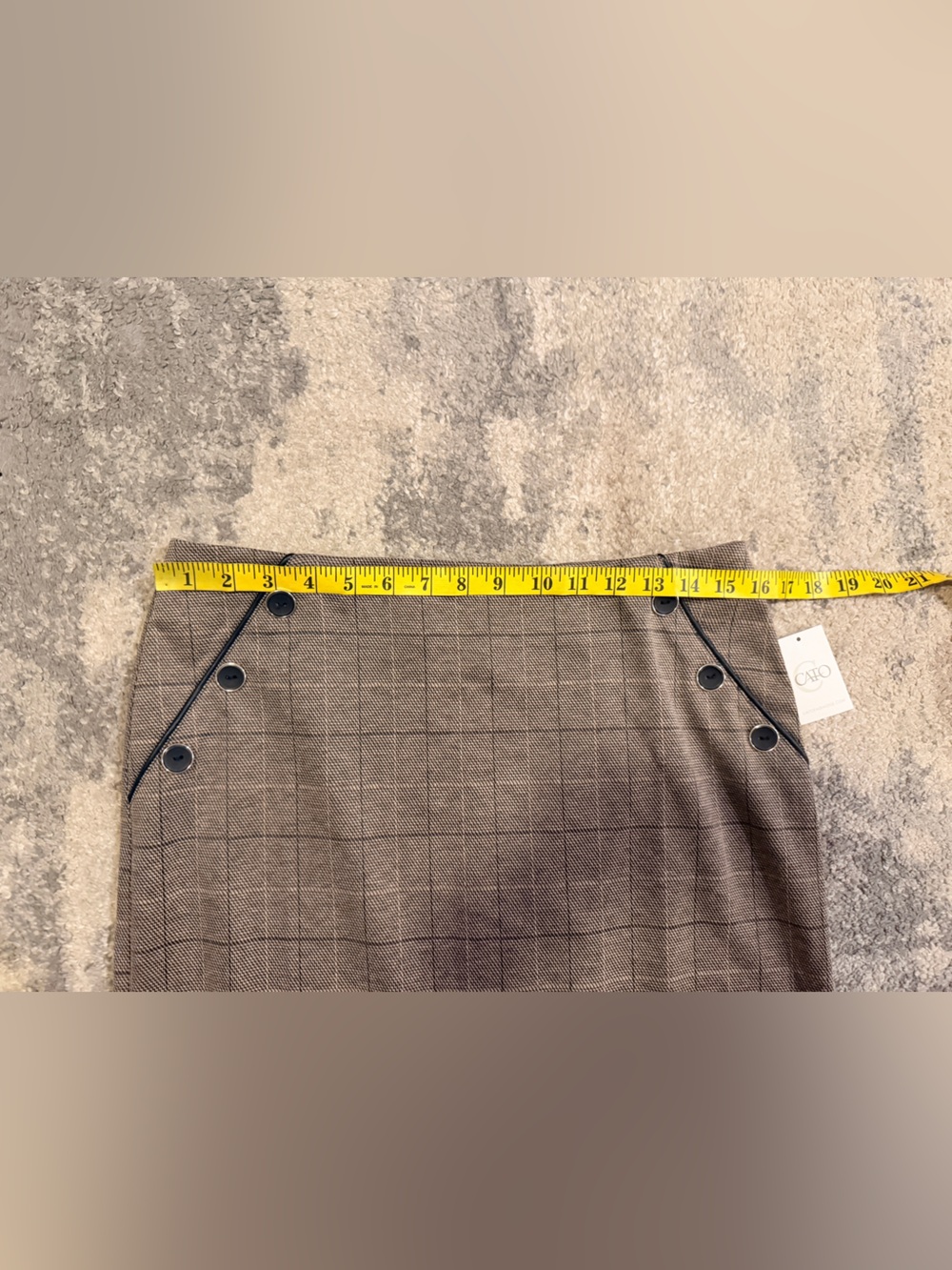 Cato Beige Plaid Pencil Skirt with Eyelet Trim - Picture 5 of 6